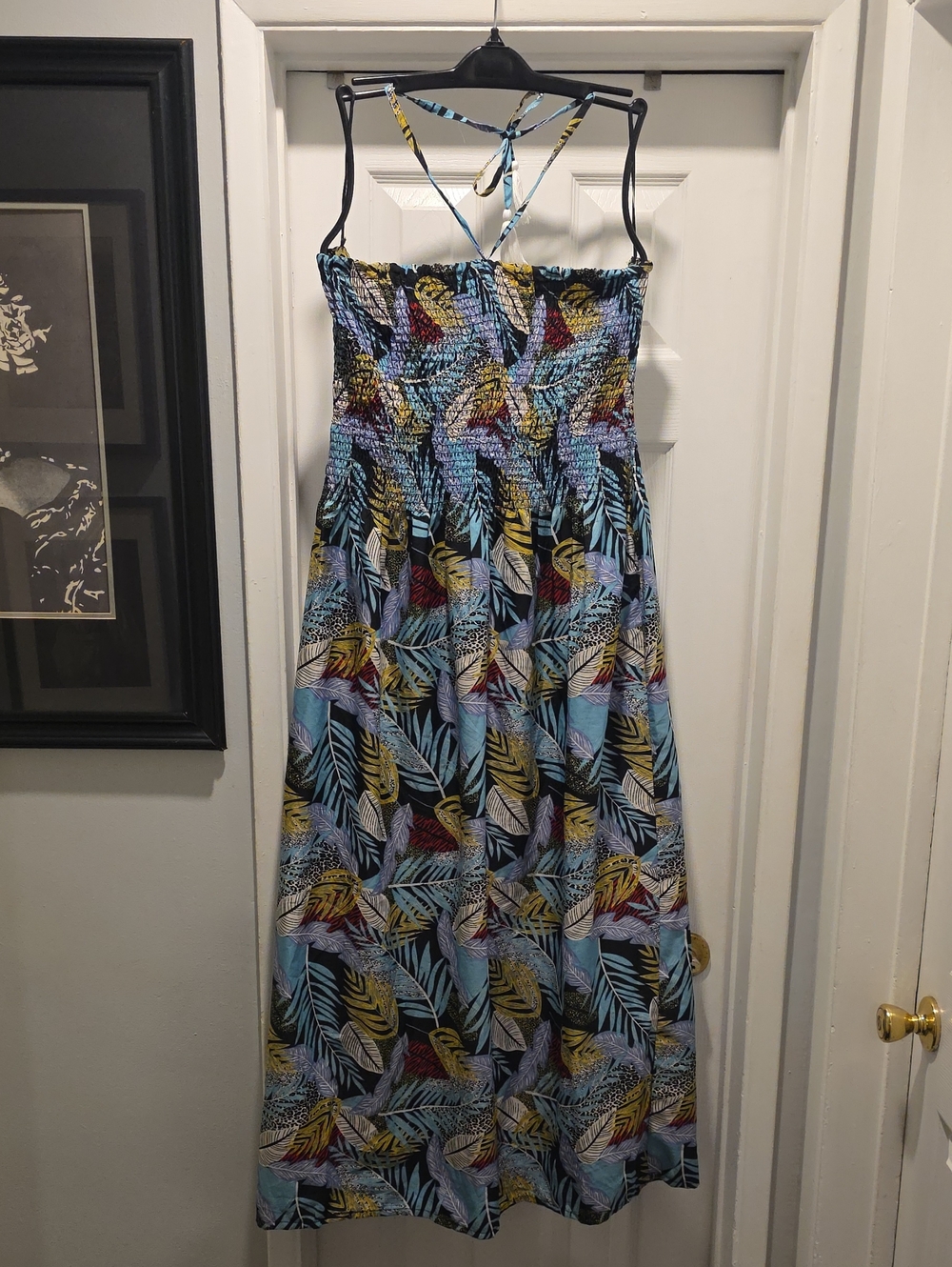 Soprano Tropical Maxi Sundress in Blue, Yellow & Black